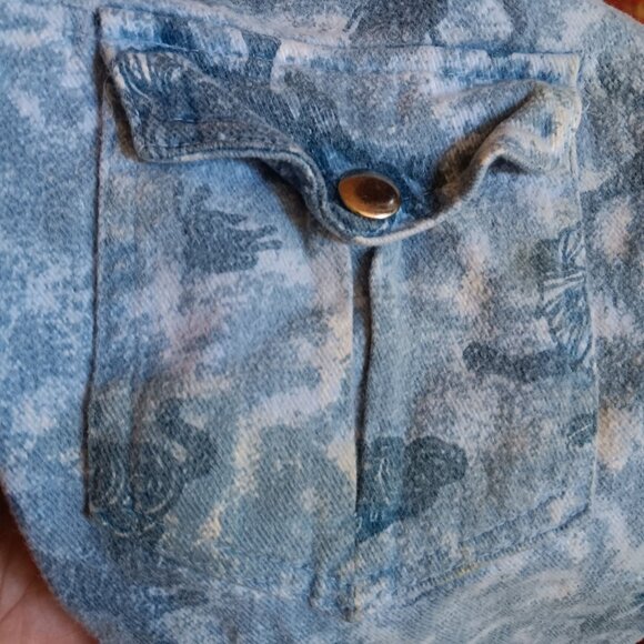 23W Vintage 70's Women's Shorts Zoo Print Animals Soft Denim Cutoff Snap Buttons - Picture 7 of 8